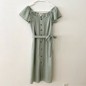 Monteau Mint Green Polk Dot Off the Shoulder Dress Size Small